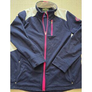 Lauren RL Women's Navy/White/Pink  Zip-Up Jacket — 1X — Excellent Preowned